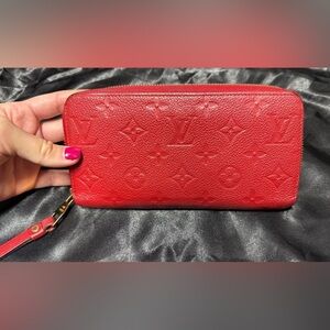 Louis Vuitton red Empreinte monogram zippy wallet
